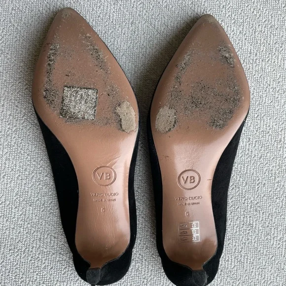 VERONICA BEARD Suede Pointed Toe Mule In Black Size 5M - Picture 4 of 4